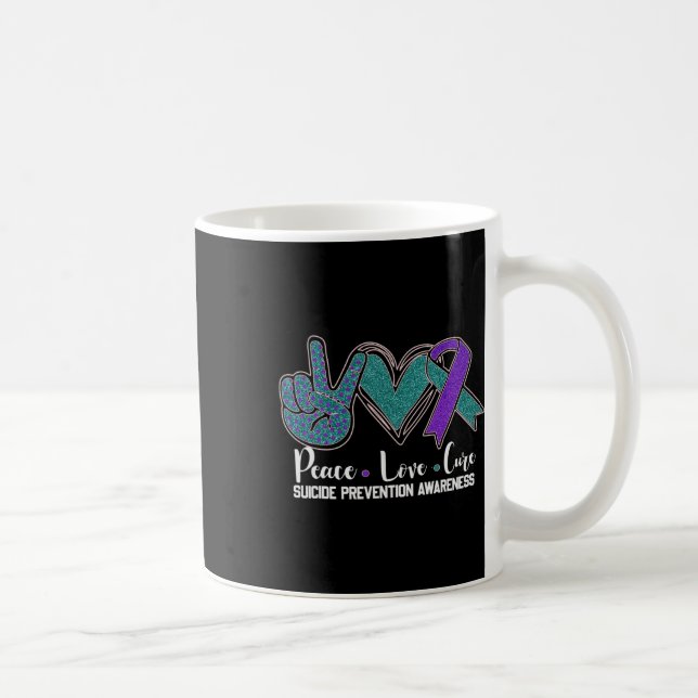 Peace Love Cure Suicide Prevention Awareness 1  Coffee Mug (Right)