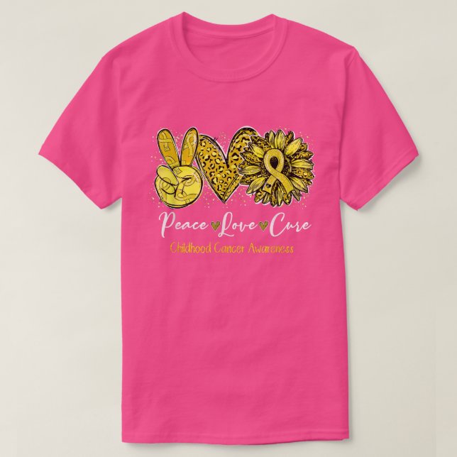 Peace Love Cure Sunflower Childhood Cancer Awarene T-Shirt (Design Front)