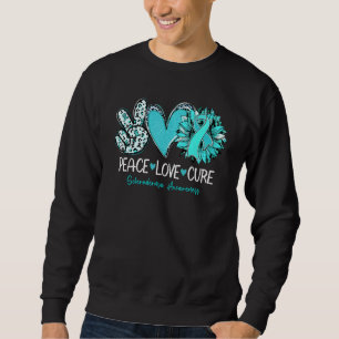Peace Love Cure Sunflower Teal Ribbon Scleroderma Sweatshirt