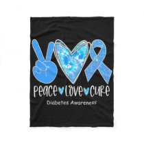 Peace Love Cure T1d Diabetes Awareness Blue Ribbon Fleece Blanket
