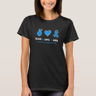 Peace Love Cure T1D Warrior Type One Diabetes Awar T-Shirt
