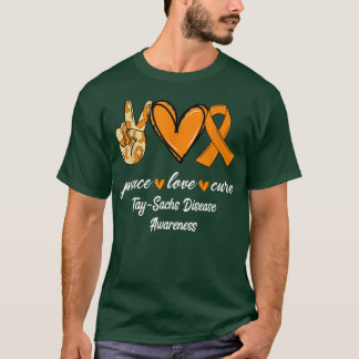 Peace Love Cure TaySachs Disease Ribbon Awareness  T-Shirt