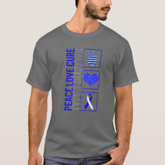 Peace Love Cure Type 1 Diabetes Awareness Ribbon W T-Shirt