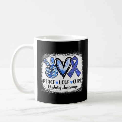 Peace Love Cure Type 1 Diabetes Awareness T1D Blue Coffee Mug