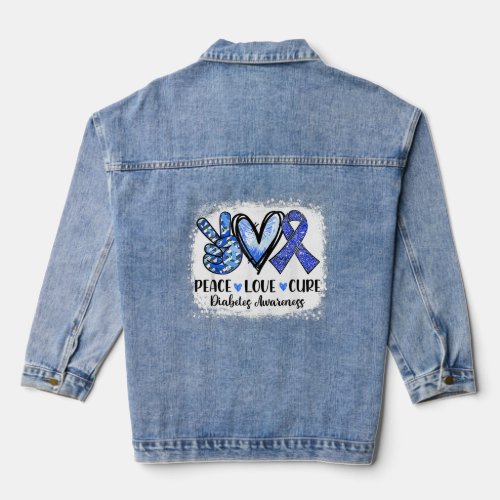 Peace Love Cure Type 1 Diabetes Awareness T1D Blue Denim Jacket