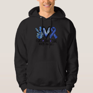 Peace Love Cure Type 1 Diabetes Awareness T1D Blue Hoodie
