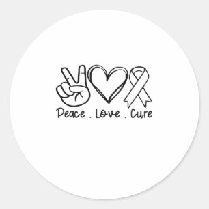 Peace Love Cure White Ribbon Classic Round Sticker