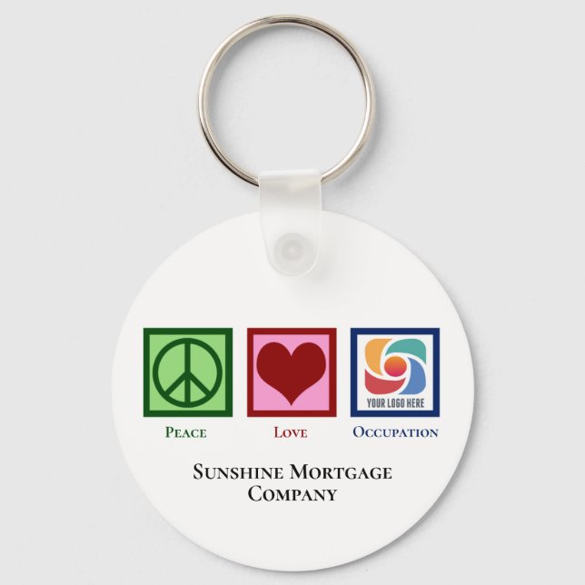 Peace Love Custom Business Logo Keychain (Front)