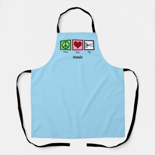 Peace Love Cut Cute Hair Stylist Monogram Haircut Apron