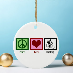 Peace Love Cycling Ceramic Ornament