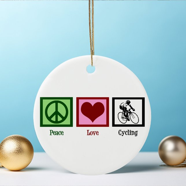 Peace Love Cycling Ceramic Ornament (Creator Uploaded)