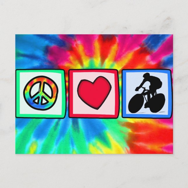 Peace, Love, Cycling Postcard (Front)