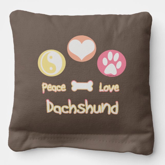 Peace Love Dachshund Cornhole Bags (Front)