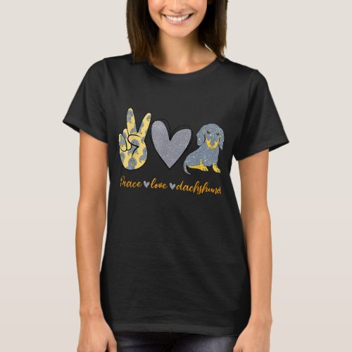 Peace Love Dachshund Dog Funny Dachshund Lover Gif T_Shirt