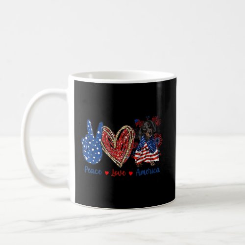 Peace Love Dachshund Dog Patriotic America Flag 4t Coffee Mug
