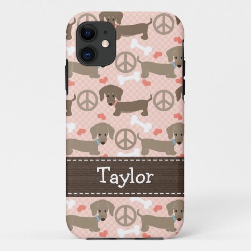 Peace Love Dachshund Doxies iPhone 11 Case