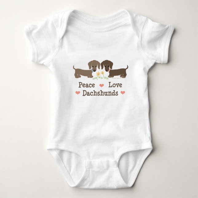 Peace Love Dachshunds Baby Bodysuit (Front)