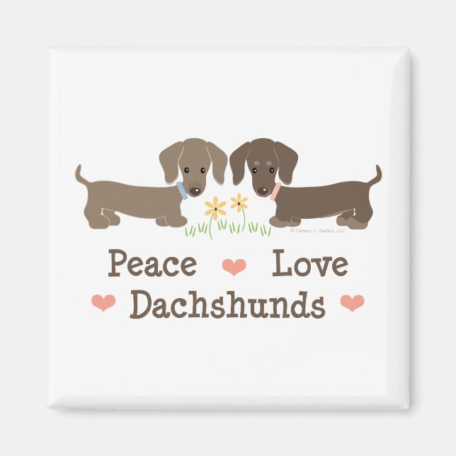 Peace Love Dachshunds Magnet (Front)