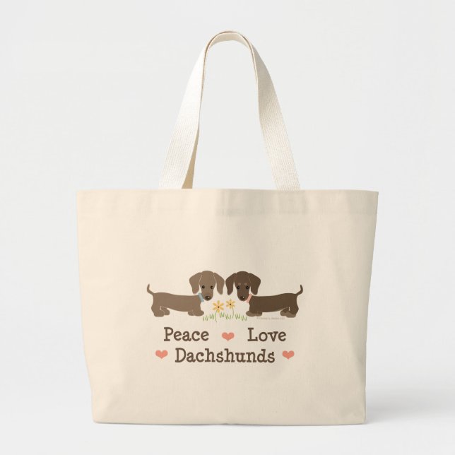 Peace Love Dachshunds Tote Bag (Front)