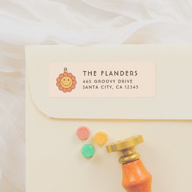 Peace & Love Daisy Retro Groovy Christmas Holiday Label (Creator Uploaded)