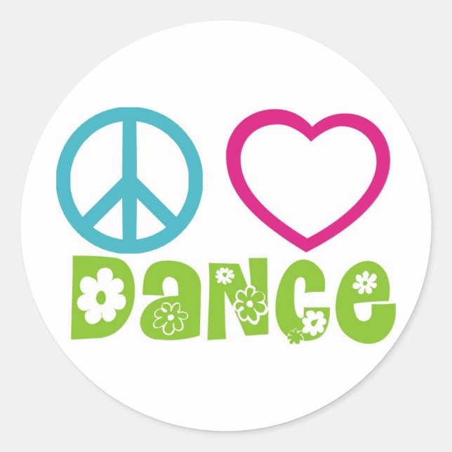 Peace Love Dance Classic Round Sticker (Front)