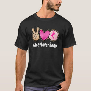 Peace Love Dance Leopard Print Mom Women Girls T-Shirt