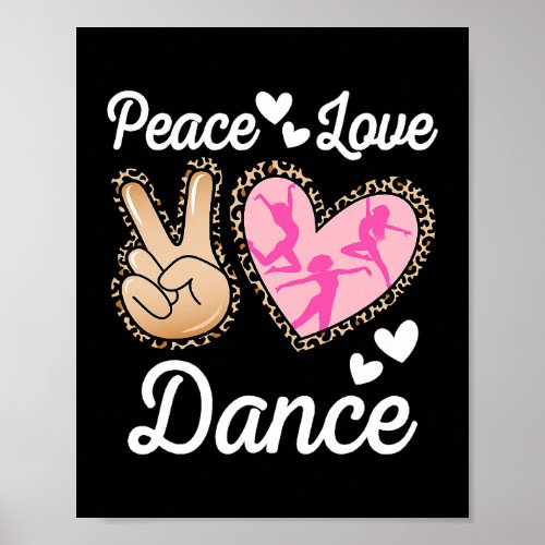 Peace Love Dance Leopard Print Women Mom Girls Dan