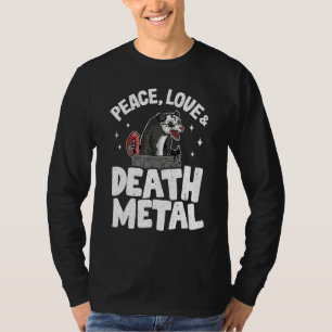 Peace Love & Death Metal Opossum Goth Punk Rock M T-Shirt