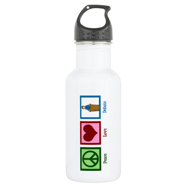 Peace Love Debate Water Bottle (Front)