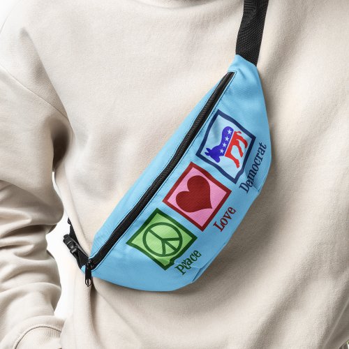 Peace Love Democrat Donkey Cute Blue Fanny Pack