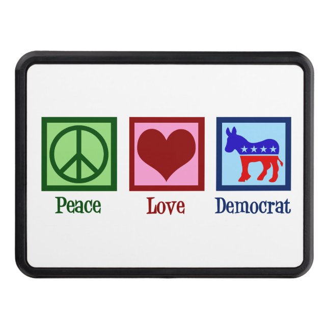 Peace Love Democrat Donkey Cute Blue Hitch Cover (Front)