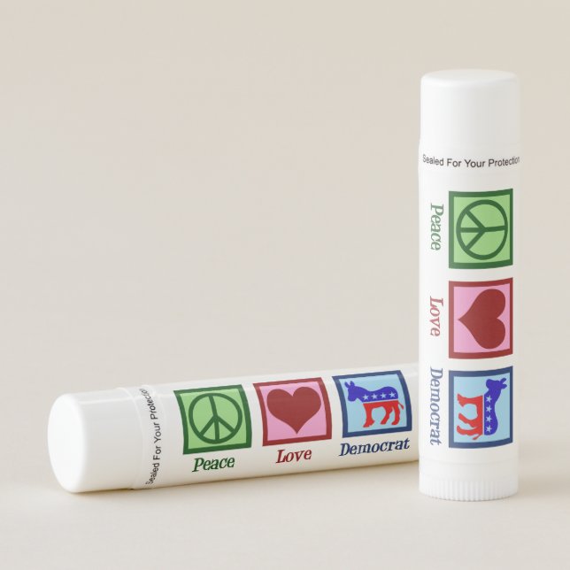 Peace Love Democrat Donkey Cute Political Lip Balm (Front)
