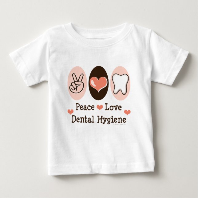 Peace Love Dental Hygiene Baby Bodysuit (Front)