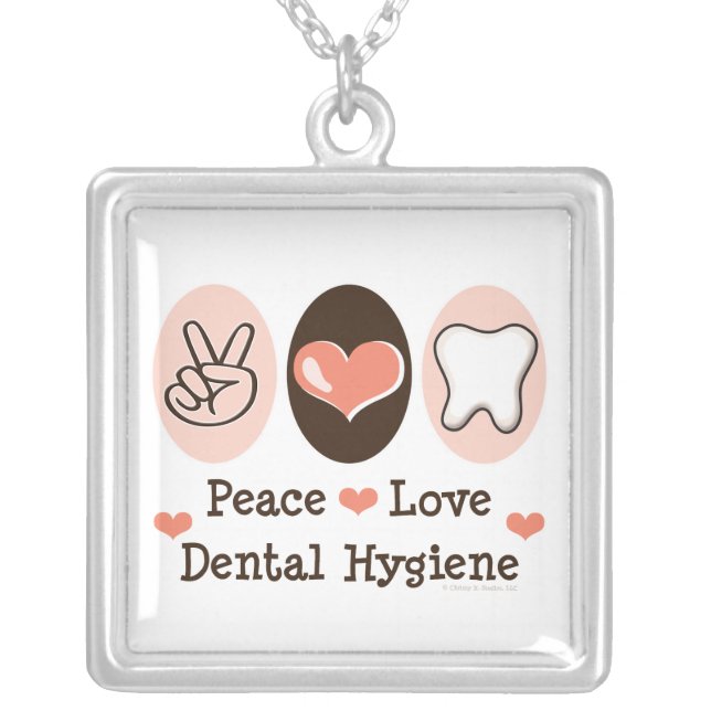 Peace Love Dental Hygiene Necklace (Front)