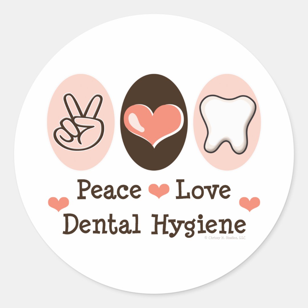 Peace Love Dental Hygiene Sticker | Zazzle