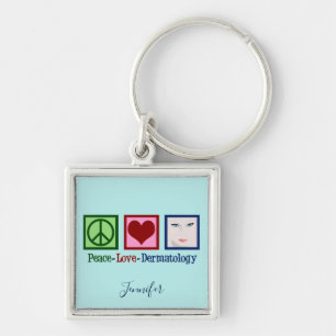 Peace Love Dermatology Keychain