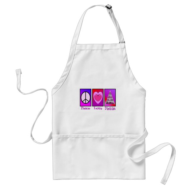 Peace Love Dietician Adult Apron (Front)
