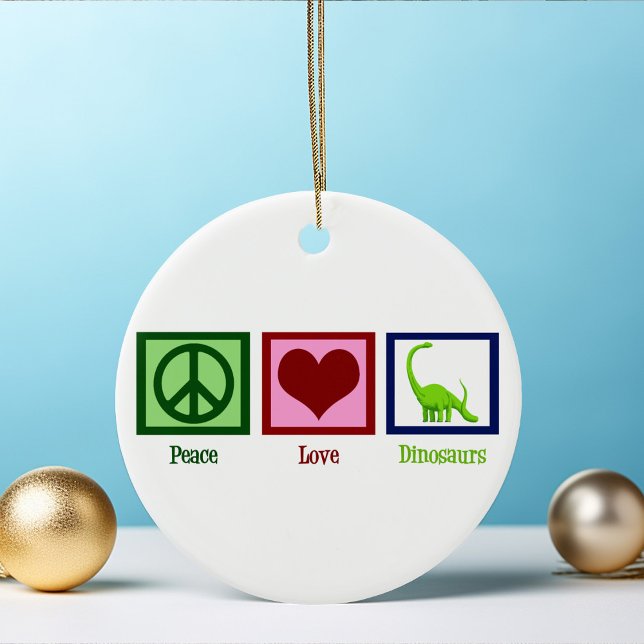 Peace Love Dinosaurs Ceramic Ornament (Creator Uploaded)
