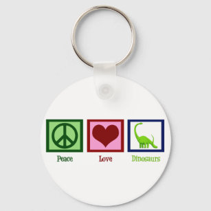 Peace Love Dinosaurs Keychain