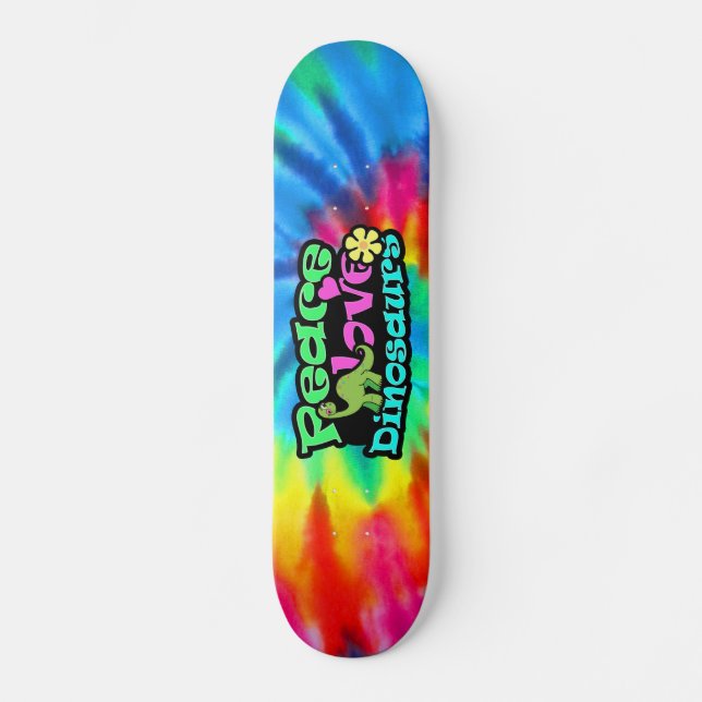Peace, Love, Dinosaurs Skateboard Deck (Front)
