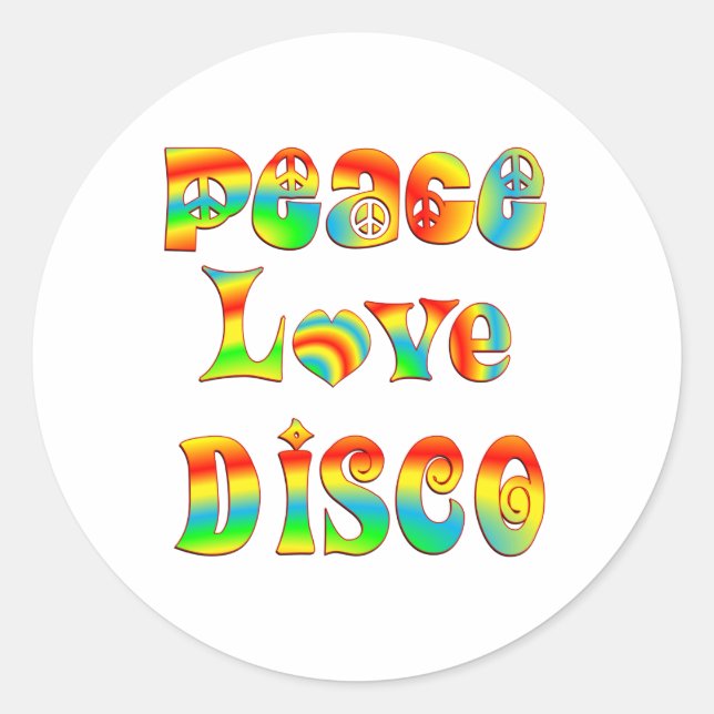 Peace Love Disco Classic Round Sticker (Front)