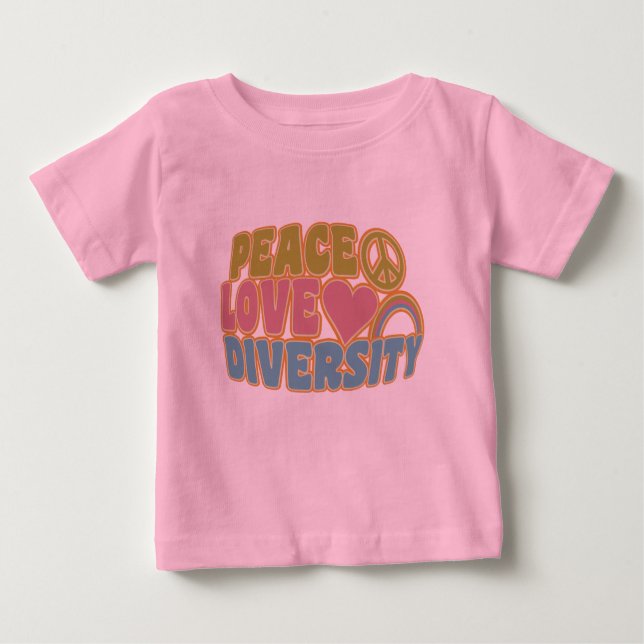 PEACE LOVE DIVERSITY shirt – choose style & color (Front)