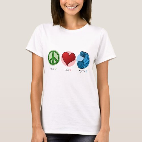 Peace Love  Dog Agility Womens T_Shirt