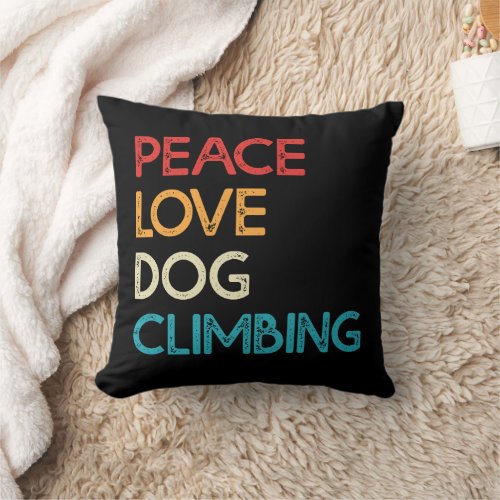 PEACE LOVE DOG CLIMBING THROW PILLOW