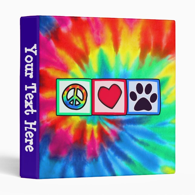 Peace, Love, Dog; Pawprint 3 Ring Binder (Front/Spine)