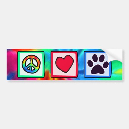 Peace Love Dog Pawprint Bumper Sticker