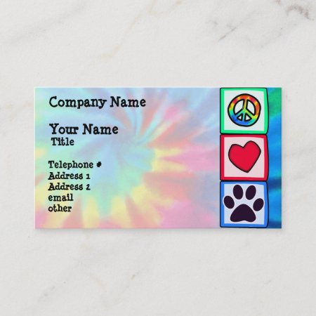 Peace, Love, Dog; Pawprint Business Card