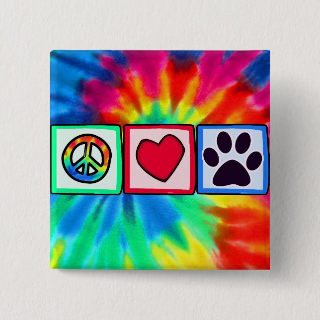 Peace, Love, Dog; Pawprint Button (Front)