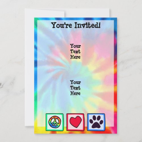 Peace Love Dog Pawprint Invitation