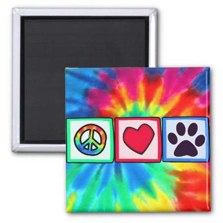 Peace, Love, Dog; Pawprint Magnet